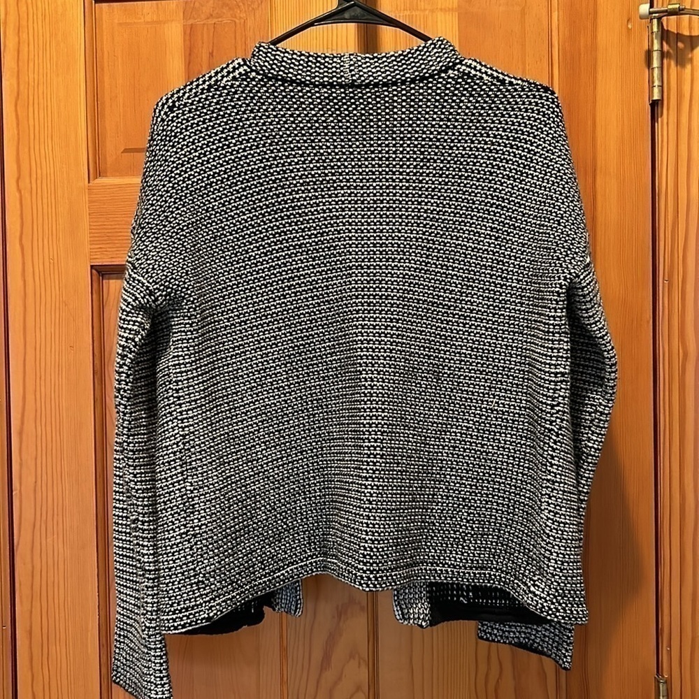 Madewell Black and White Knit Cocoon Open Front Cardigan Size XS - Picture 4 of 6